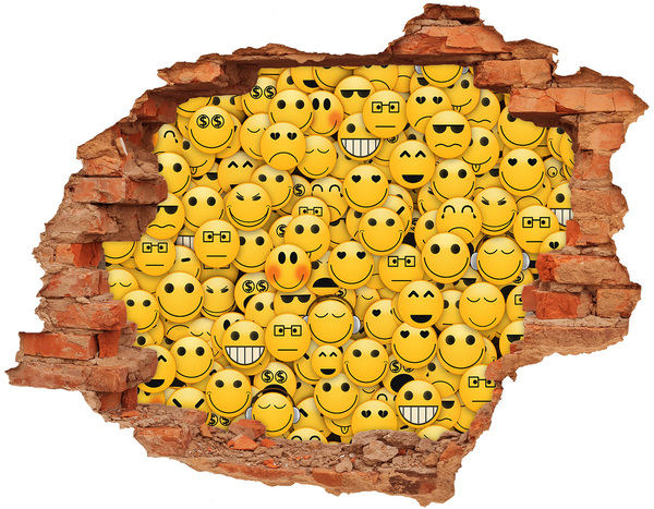 Sticker mural effet trou Émojis souriants dans un trou dans le mur