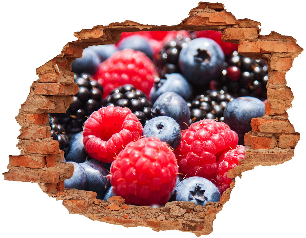 Sticker trou dans le mur Motif de fruits des bois brique