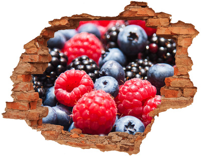 Sticker trou dans le mur Motif de fruits des bois brique