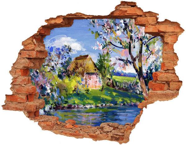 Sticker mural effet trou Un charmant cottage de campagne