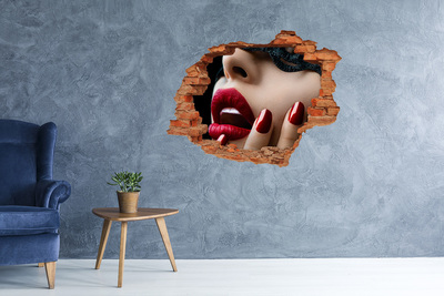 Sticker mural effet trou Masque en dentelle brique