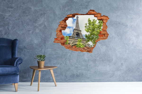 Sticker trou dans le mur La tour Eiffel à Paris