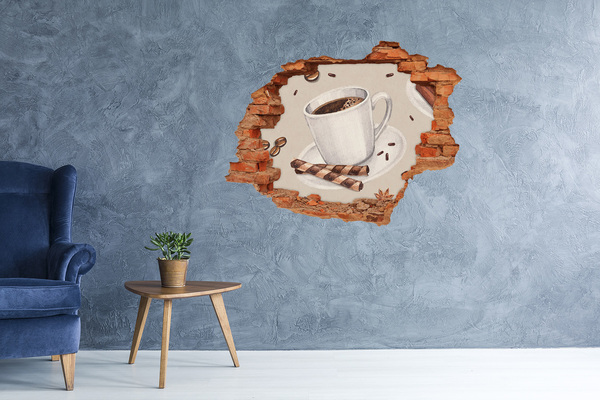 Autocollant à effet 3d trou Café avec des biscuits