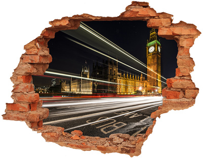 Sticker mural effet trou Monuments londoniens la nuit