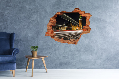 Sticker mural effet trou Monuments londoniens la nuit