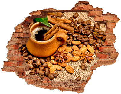 Sticker mural effet trou Un festin de café dans un petit café sans prétention.