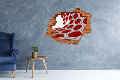 Autocollant mural trou Hexagones rouges abstraits brique