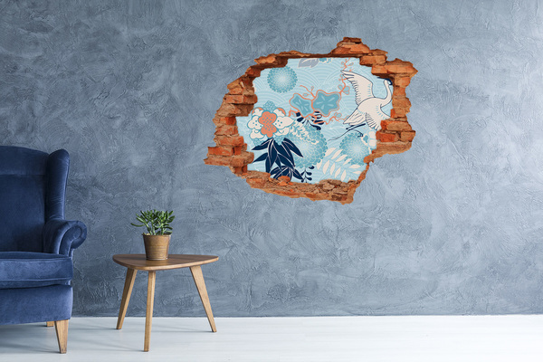 Sticker mural effet trou Le monde sous-marin des coraux