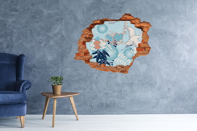 Sticker mural effet trou Le monde sous-marin des coraux