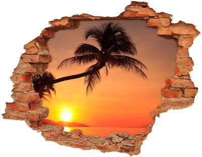Sticker mural effet trou Coucher de soleil sur une plage tropicale