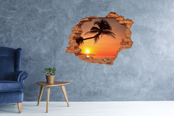 Sticker mural effet trou Coucher de soleil sur une plage tropicale