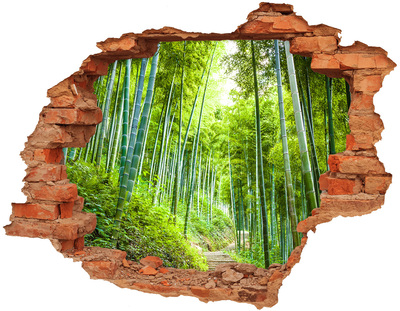 Sticker mural effet trou Foret de bambou brique