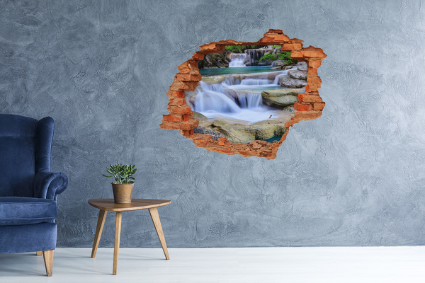 Sticker mural effet trou Cascade parmi les rochers