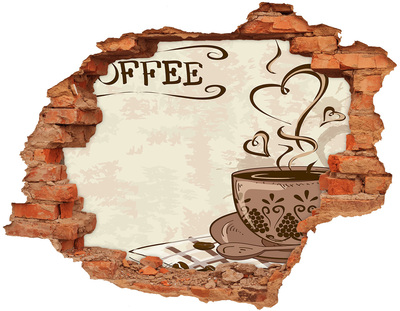 Autocollant mural trou Café aromatique illustration brique