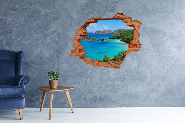 Sticker mural effet trou Baie tropicale aux eaux turquoise