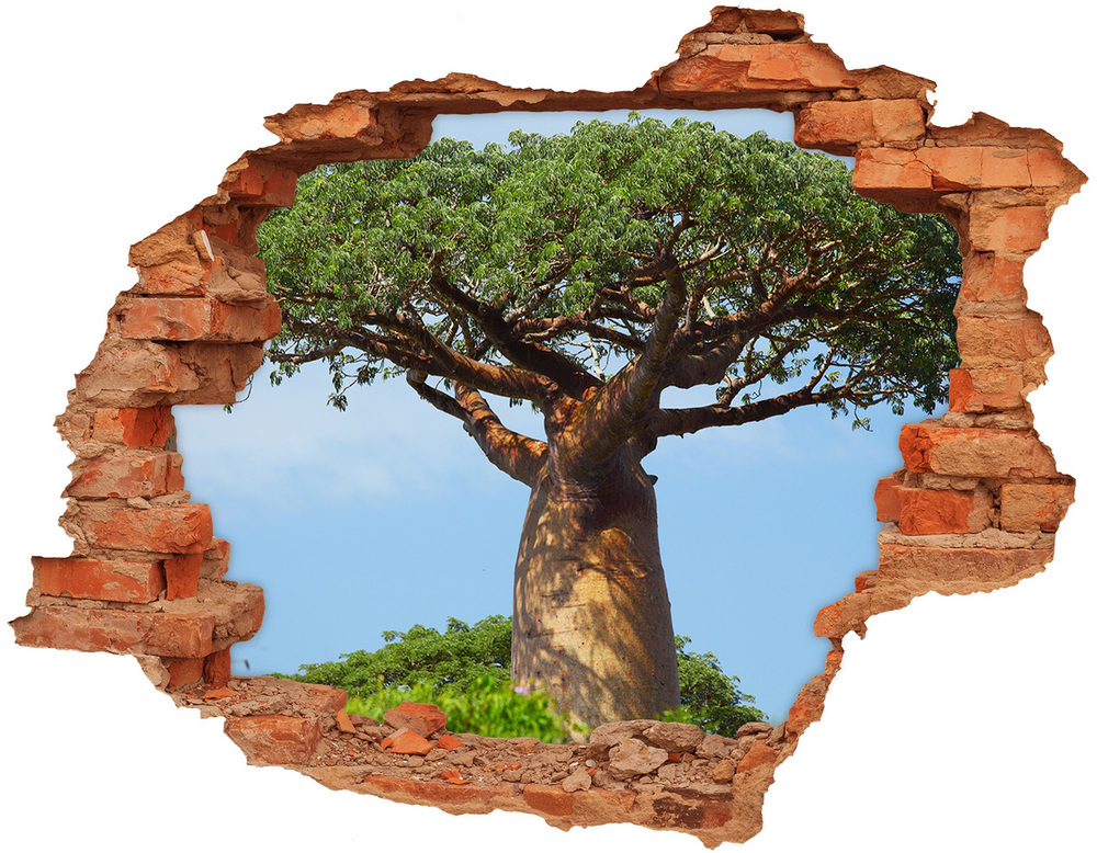 Sticker mural effet trou Baobab brique