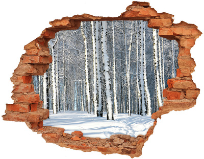 Sticker trou dans le mur Forêt d'hiver en blanc