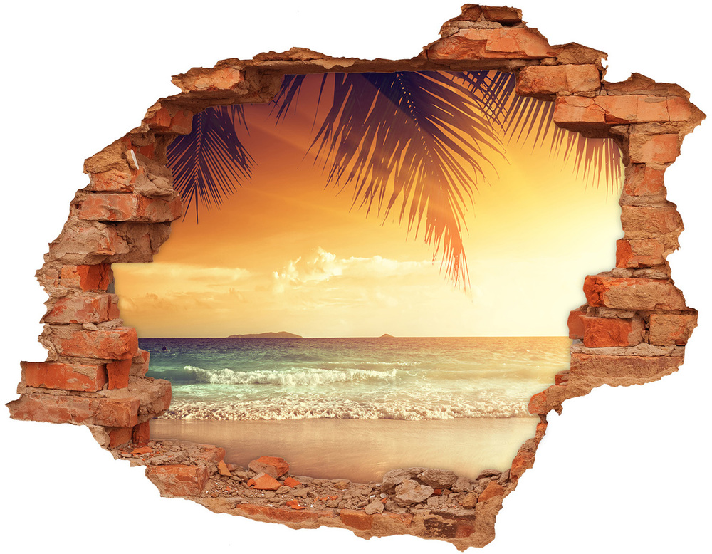 Sticker mural effet trou Plage tropicale sable brique