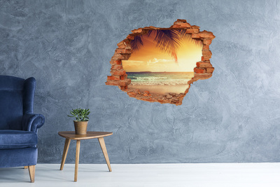 Sticker mural effet trou Plage tropicale sable brique