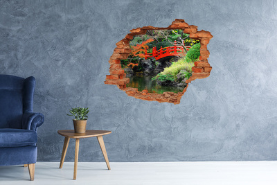 Autocollant à effet 3d trou Pont japonais dans le jardin