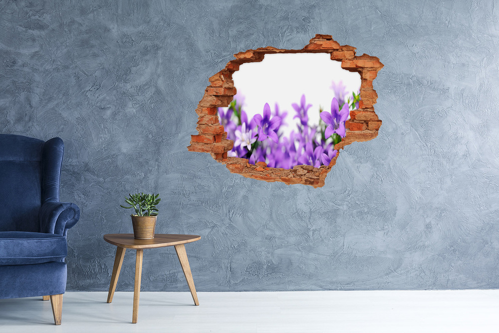 Autocollant mural trou Cloches violettes brique