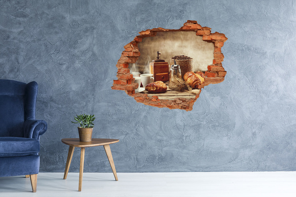 Autocollant à effet 3d trou Café du matin et pain frais