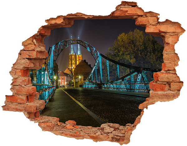 Sticker mural effet trou Le pont dans le paysage nocturne