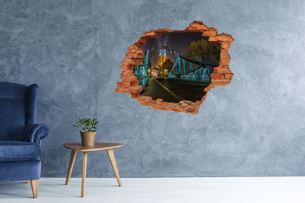 Sticker mural effet trou Le pont dans le paysage nocturne