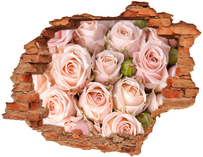 Sticker mural effet trou Des roses brique