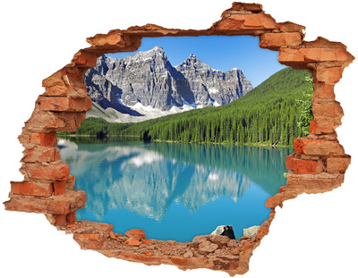Sticker trou dans le mur Paysage montagneux avec un lac