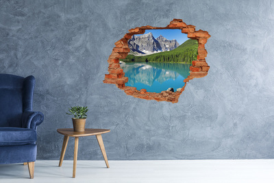 Sticker trou dans le mur Paysage montagneux avec un lac