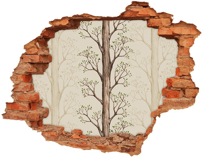 Sticker mural effet trou Des arbres brique