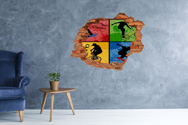Autocollant mural trou Le skateboard en action