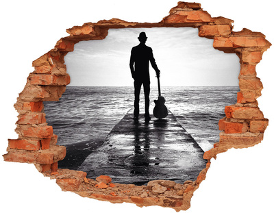 Autocollant à effet 3d trou Musicien sur la jetée