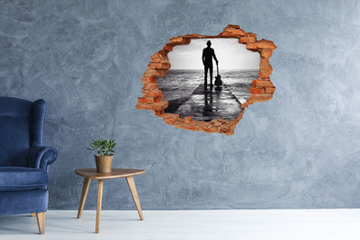 Autocollant à effet 3d trou Musicien sur la jetée