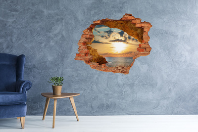 Sticker mural effet trou Coucher de soleil sur la mer