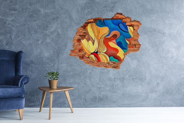 Sticker mural effet trou Une explosion florale de couleurs