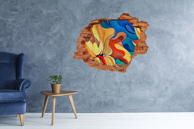 Sticker mural effet trou Une explosion florale de couleurs