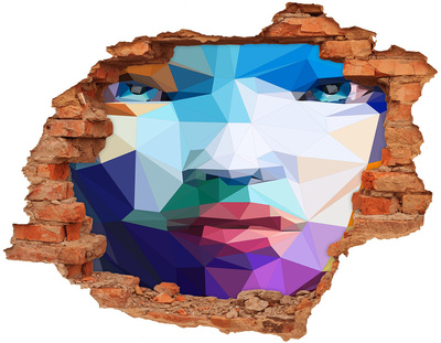 Sticker mural effet trou Un paysage aux couleurs de la géométrie