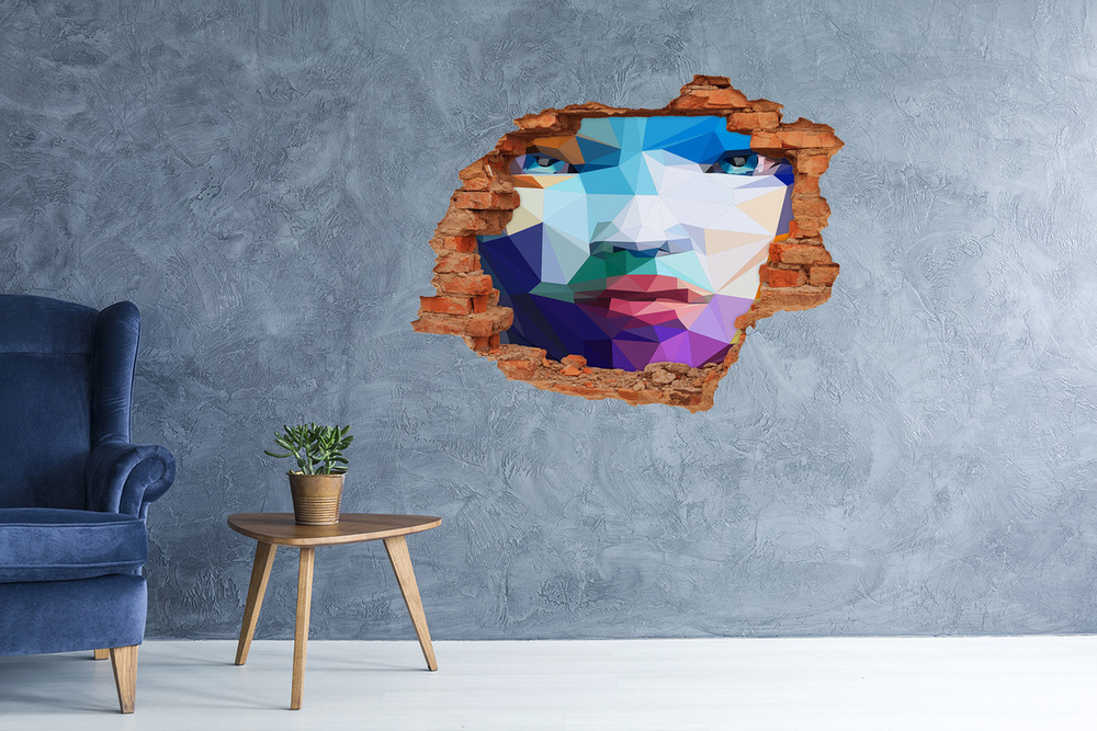 Sticker mural effet trou Femme d'abstraction brique