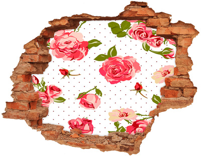 Sticker trou dans le mur Roses brique