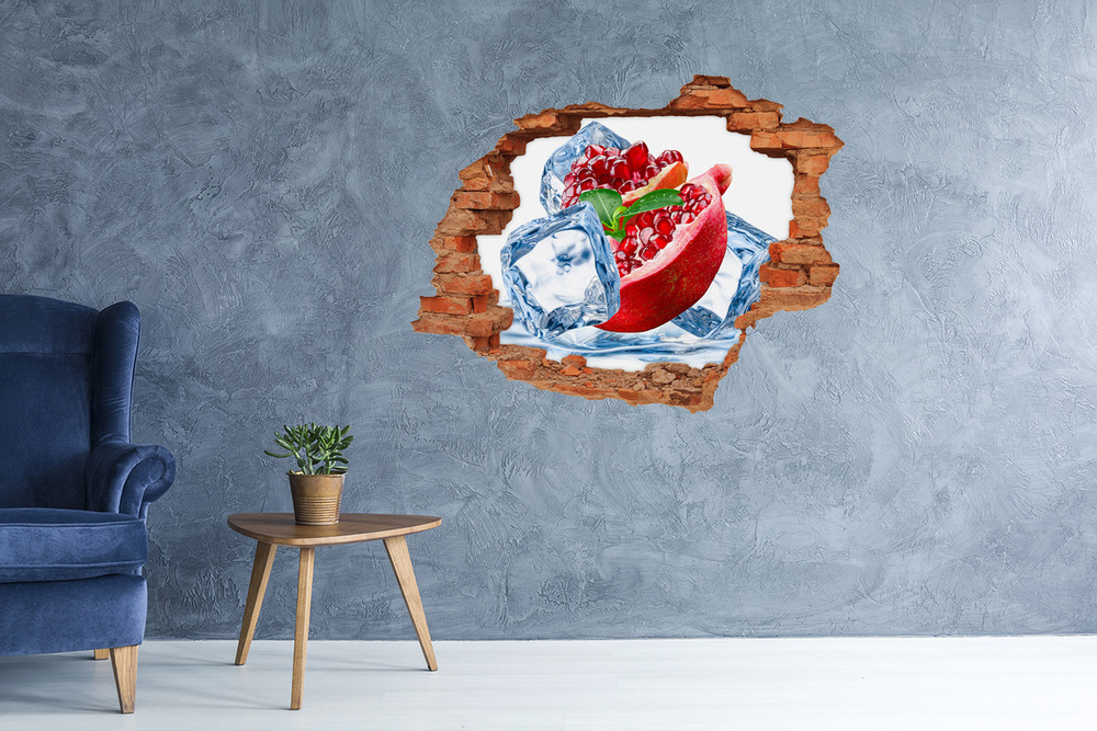 Sticker mural effet trou Bleu marine de glace brique