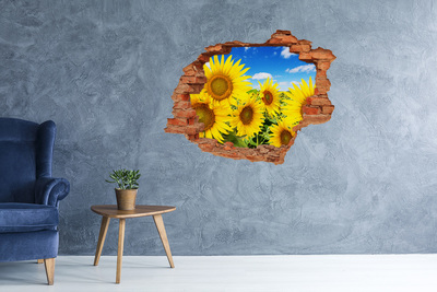 Sticker mural effet trou Tournesols brique