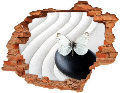 Autocollant mural trou Un papillon sur une pierre dans un cadre zen