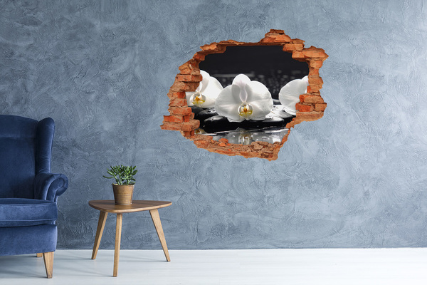 Autocollant mural trou Fleur d'orchidée sur l'eau