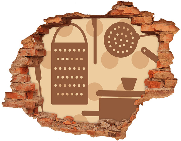 Sticker mural effet trou Intérieur à motif rétro