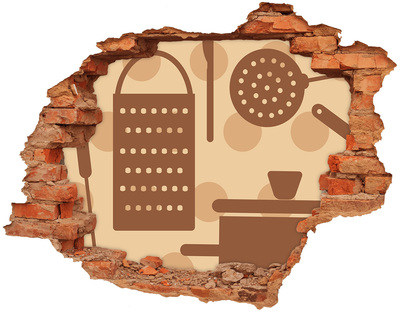 Sticker mural effet trou Intérieur à motif rétro