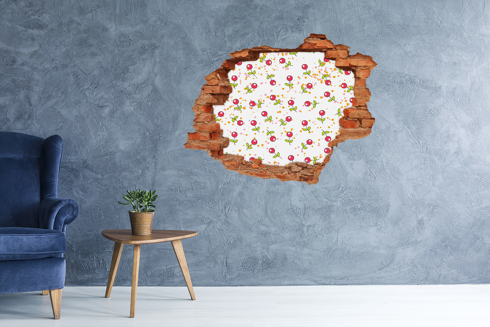 Sticker mural effet trou Cerise brique