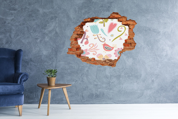 Sticker trou dans le mur Le monde coloré derrière le trou