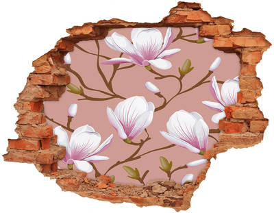 Autocollant à effet 3d trou Magnolia fleur brique